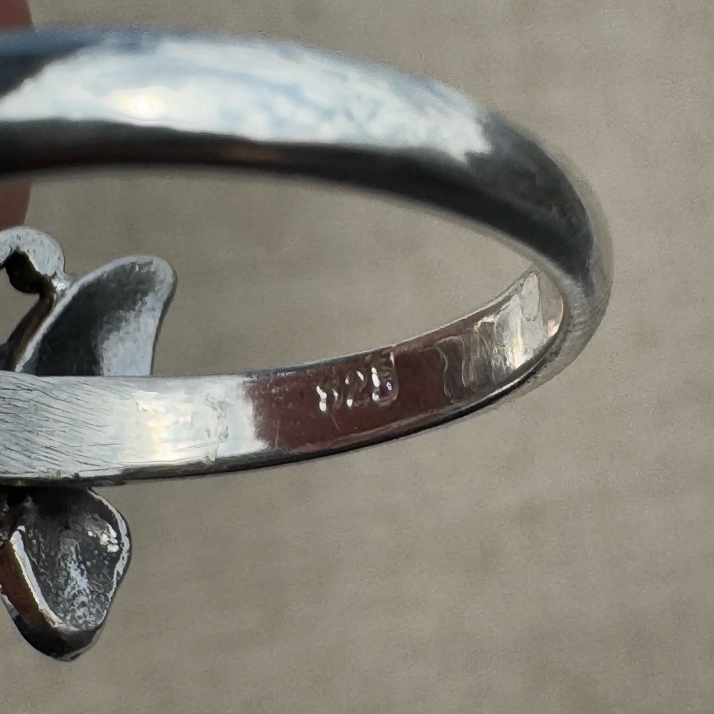 Silver Butterfly Ring With Ruby Bezel Gemstone Si… - image 5